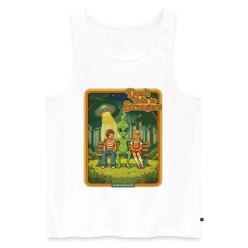 Don't Talk to Strangers – Retro Alien Design - Men's Premium Organic Tank Top - white - Front - AI Model Male 178 light (178cm)