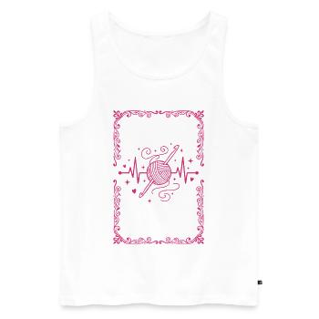 Funny Crochet Heartbeat Crochet Lover Yarn Hook - Men's Premium Organic Tank Top - white - Front - AI Model Male 178 light (178cm)