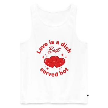 Love is a dish best served hot – Kawaii hearts - Men's Premium Organic Tank Top - white - Front - AI Model Male 178 light (178cm)