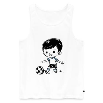 Garçon de football - Débardeur bio Premium Homme - blanc - Devant - AI Model Male 178 light (178cm)
