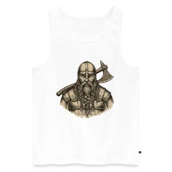 Viking Viking Legend Sailor Odin Raven Fighter - Men's Premium Organic Tank Top - white - Front - Michal (187cm)