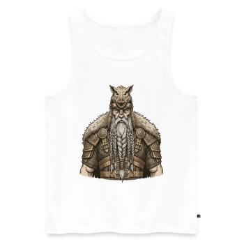 Légende viking viking marin Odin Raven Fighter - Débardeur bio Premium Homme - blanc - Devant - Michal (187cm)
