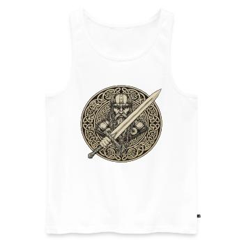 Légende viking viking marin Odin Raven Fighter - Débardeur bio Premium Homme - blanc - Devant - Michal (187cm)