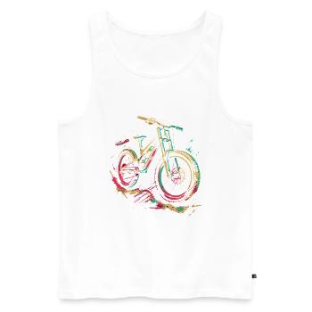 VTT rétro - Débardeur bio Premium Homme - blanc - Devant - Michal (187cm)
