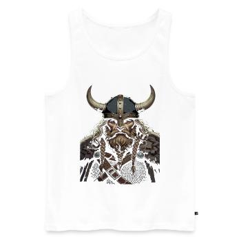 Légende viking viking marin Odin Raven Fighter - Débardeur bio Premium Homme - blanc - Devant - Michal (187cm)