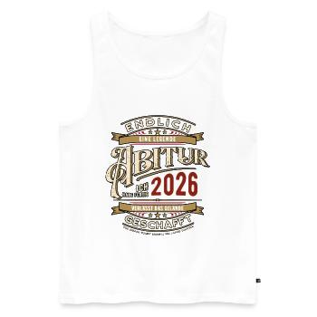 Endlich geschafft | Abitur 2026 | Ich habe fertig - Männer Premium Bio Tank Top - Weiß - Vorne - Michal (187cm)