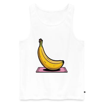 Cartoon banana on yoga mat - Men's Premium Organic Tank Top - white - Front - AI Model Male 178 light (178cm)