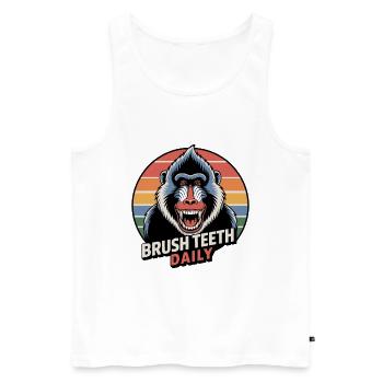 Täglich Zähne putzen Mandrill Affe - Männer Premium Bio Tank Top - Weiß - Vorne - AI Model Male 178 light (178cm)