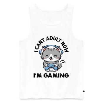 Je ne peux plus être adulte maintenant, je joue drôle, gamer chat - Débardeur bio Premium Homme - blanc - Devant - Michal (187cm)