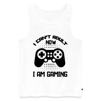 Je ne peux plus devenir adulte maintenant, je joue aux expressions drôles de gamer - Débardeur bio Premium Homme - blanc - Devant - Michal (187cm)
