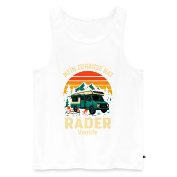 Mein Zuhause hat Räder | Vanlife Camper - Männer Premium Bio Tank Top - Weiß - Vorne - AI Model Male 178 light (178cm)