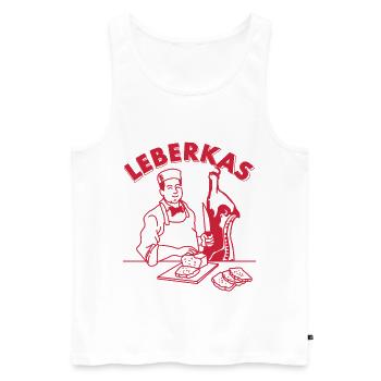 Funny butcher, Leberkäse, Bavarian doner kebab - Men's Premium Organic Tank Top - white - Front - AI Model Male 178 light (178cm)