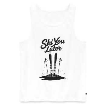 Skier plus tard : Drôle de dicton pour les skieurs - Débardeur bio Premium Homme - blanc - Devant - Michal (187cm)