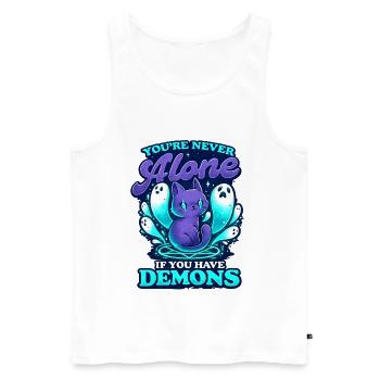 Chat Démon – Tu n’es jamais seul - Débardeur bio Premium Homme - blanc - Devant - Michal (187cm)