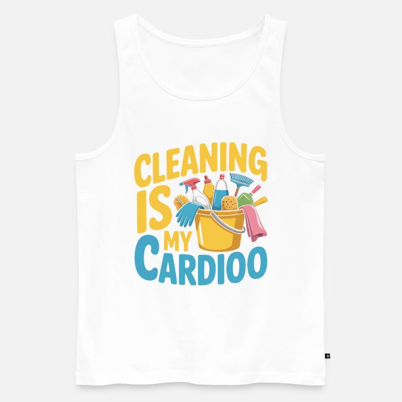 Putzcardio Reinigungstraining - Männer Premium Bio Tank Top - Weiß