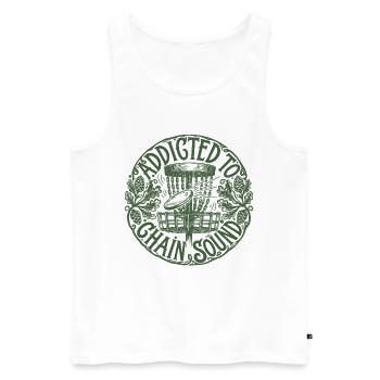 Süchtig nach Kettensound Discgolf Discgolfer - Männer Premium Bio Tank Top - Weiß - Vorne - AI Model Male 178 light (178cm)