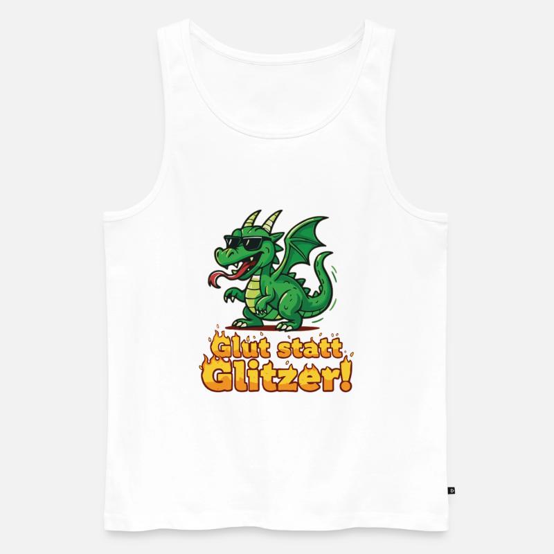 Glut statt Glitzer – Cooler Drache mit Feuer - Männer Premium Bio Tank Top - Weiß