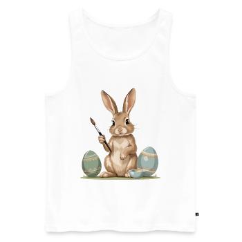 Osterhase mit Pinsel - Männer Premium Bio Tank Top - Weiß - Vorne - Michal (187cm)