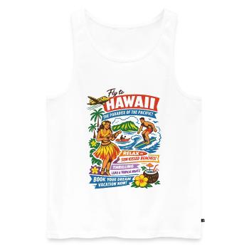 Affiche du voyage de rêve à Hawaï des années 50 - Débardeur bio Premium Homme - blanc - Devant - AI Model Male 178 light (178cm)
