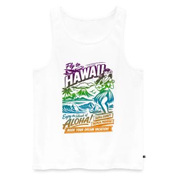 Affiche du voyage de rêve à Hawaï des années 50 - Débardeur bio Premium Homme - blanc - Devant - AI Model Male 178 light (178cm)