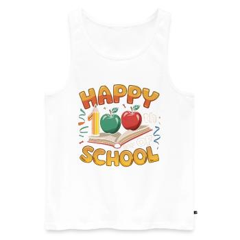 Hundertster Schultag Jubiläumsdesign - Männer Premium Bio Tank Top - Weiß - Vorne - AI Model Male 178 light (178cm)