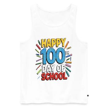 Hundertster Schultag Jubel Design - Männer Premium Bio Tank Top - Weiß - Vorne - AI Model Male 178 light (178cm)