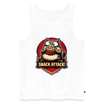 Snack attack cat with popcorn - Men's Premium Organic Tank Top - white - Front - AI Model Male 178 light (178cm)