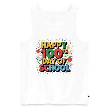 Fröhlicher 100. Schultag - Männer Premium Bio Tank Top - Weiß - Vorne - AI Model Male 178 light (178cm)
