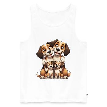 Beagle Familien Cartoon - Männer Premium Bio Tank Top - Weiß - Vorne - Michal (187cm)
