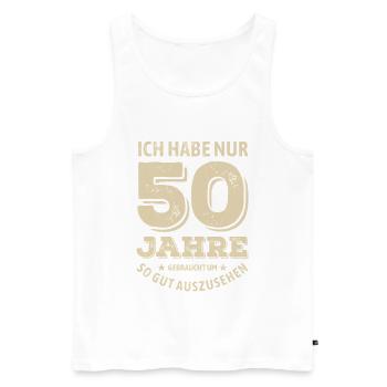 50 years - looking good | Birthday Gift - Men's Premium Organic Tank Top - white - Front - Michal (187cm)