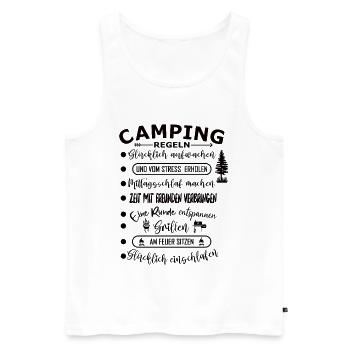 Real Camping Rules : Aventure en plein air - Débardeur bio Premium Homme - blanc - Devant - Michal (187cm)