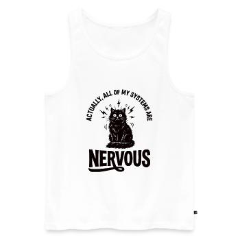 Real Irony Cat Nervous System Statement - Men's Premium Organic Tank Top - white - Front - AI Model Male 178 light (178cm)