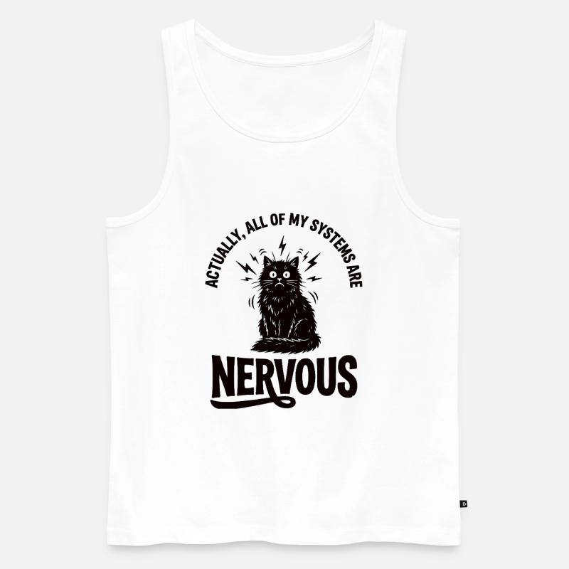 Echte Ironie Katze Nervensystem Statement - Männer Premium Bio Tank Top - Weiß