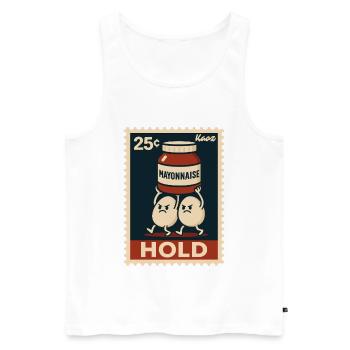 Zwei Eier tragen mit Mayonnaise - Männer Premium Bio Tank Top - Weiß - Vorne - Michal (187cm)