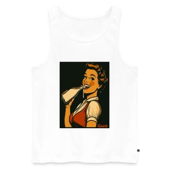 Dame rétro avec une boisson au lait - Débardeur bio Premium Homme - blanc - Devant - AI Model Male 178 light (178cm)