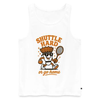 Shuttle Hard | Badminton Motivation Saying - Men's Premium Organic Tank Top - white - Front - AI Model Male 178 light (178cm)