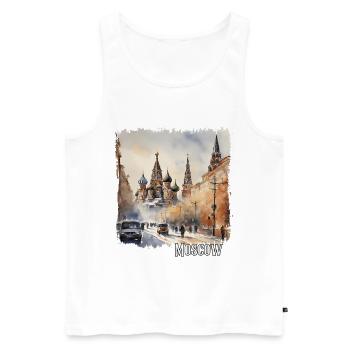 Aquarelle de Moscou, Moscou Russie - Débardeur bio Premium Homme - blanc - Devant - Michal (187cm)