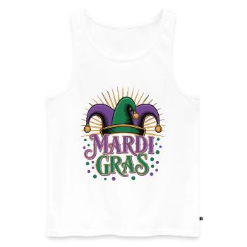 Mardi Gras T-Shirt – Carnival Jester Hat - Men's Premium Organic Tank Top - white - Front - AI Model Male 178 light (178cm)