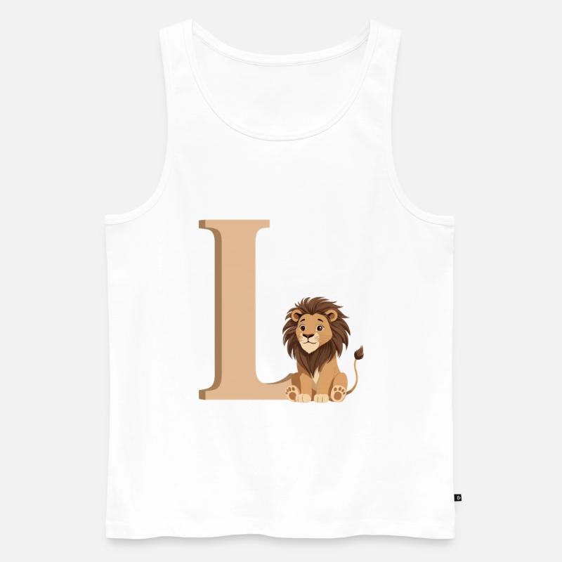 L-Löwe Buchstabe L mit Löwe - Männer Premium Bio Tank Top - Weiß