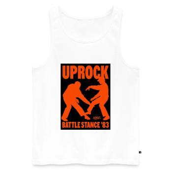 Uprock Battle Stance Hip-Hop 83 - Männer Premium Bio Tank Top - Weiß - Vorne - AI Model Male 178 light (178cm)