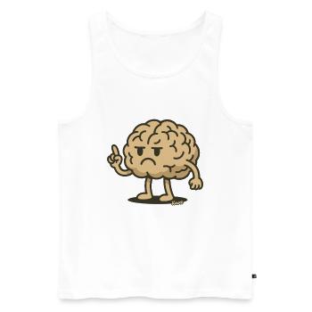 Brain figure with raised index finger - Men's Premium Organic Tank Top - white - Front - AI Model Male 178 light (178cm)