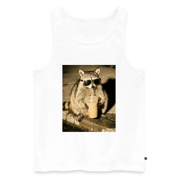 Raccoon Drinking Iced Coffee, Funny Raccoon Photo - Men's Premium Organic Tank Top - white - Front - Michal (187cm)