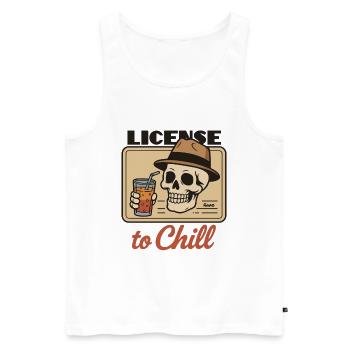 Totenkopf Ausweis mit License to Chill - Männer Premium Bio Tank Top - Weiß - Vorne - Michal (187cm)
