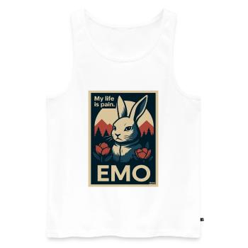 Emo bunny with My Life is Pain lettering - Men's Premium Organic Tank Top - white - Front - AI Model Male 178 light (178cm)