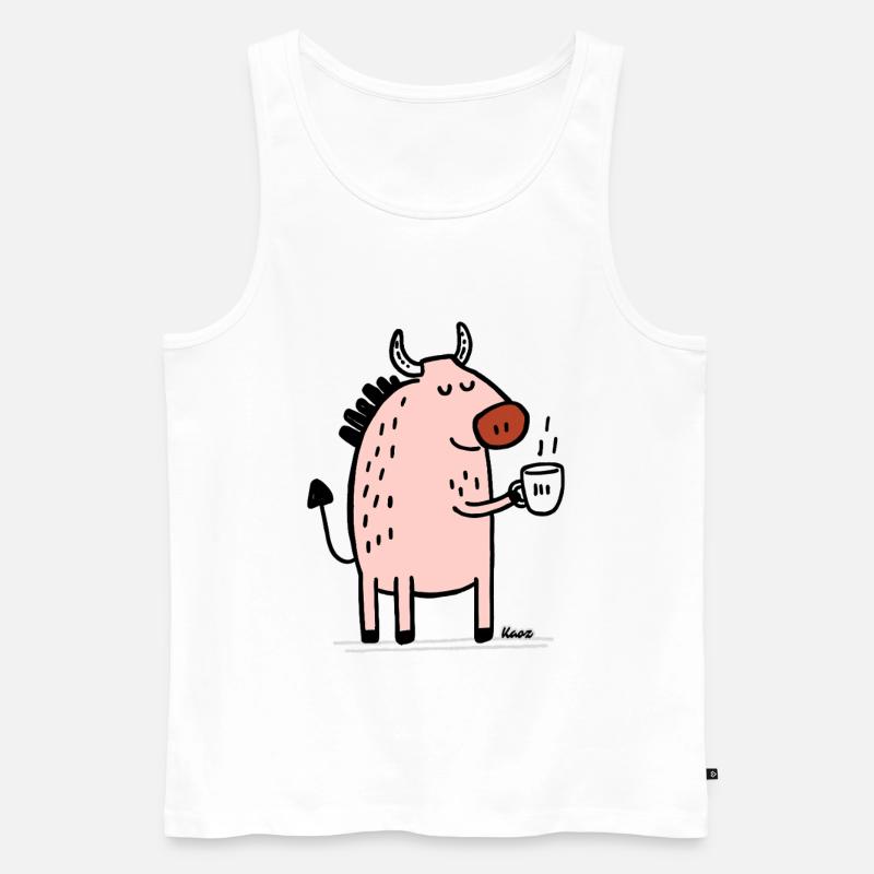 Animale Rosa con Corno e Coppa - Canottiera ecologica premium da uomo - bianco