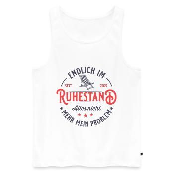 Retirement Age 2027 Recliner Vintage Retirement - Men's Premium Organic Tank Top - white - Front - AI Model Male 178 light (178cm)