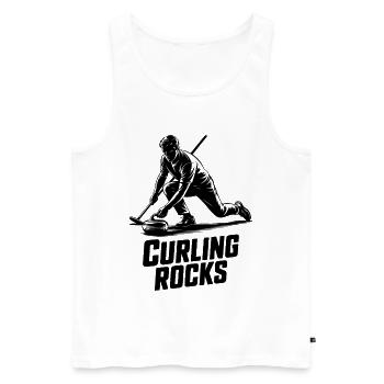 Curling Rocks Winter Sports Silhouette Man - Débardeur bio Premium Homme - blanc - Devant - AI Model Male 178 light (178cm)