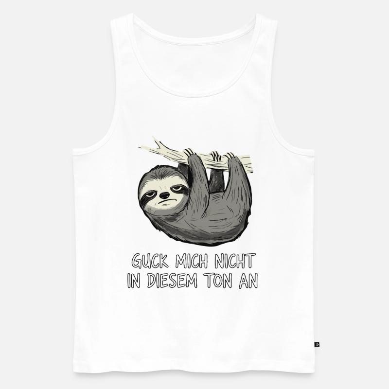 Faultier Spruch Lustig Sarkasmus - Männer Premium Bio Tank Top - Weiß