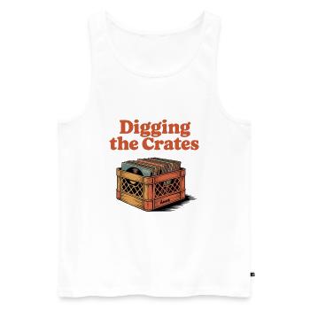 Schallplattenkiste Motiv im Retro Stil - Männer Premium Bio Tank Top - Weiß - Vorne - AI Model Male 178 light (178cm)