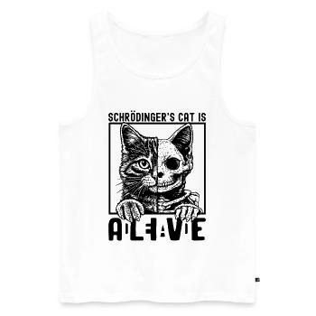 Le chat de Schrödinger vivant et mort - Débardeur bio Premium Homme - blanc - Devant - Michal (187cm)
